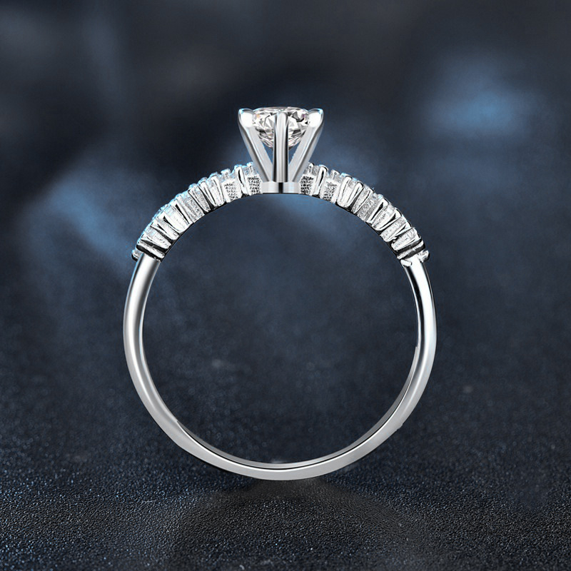 Moissanit gyűrű, S925 sterling ezüst, hatágú foglalat, geometrikus női stílus, kb. 1,7 g