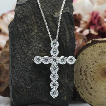 Ogrlica s križem, srebro 925, micropavé završna obrada, O-oblika lanac, unisex, oko 2,5 g