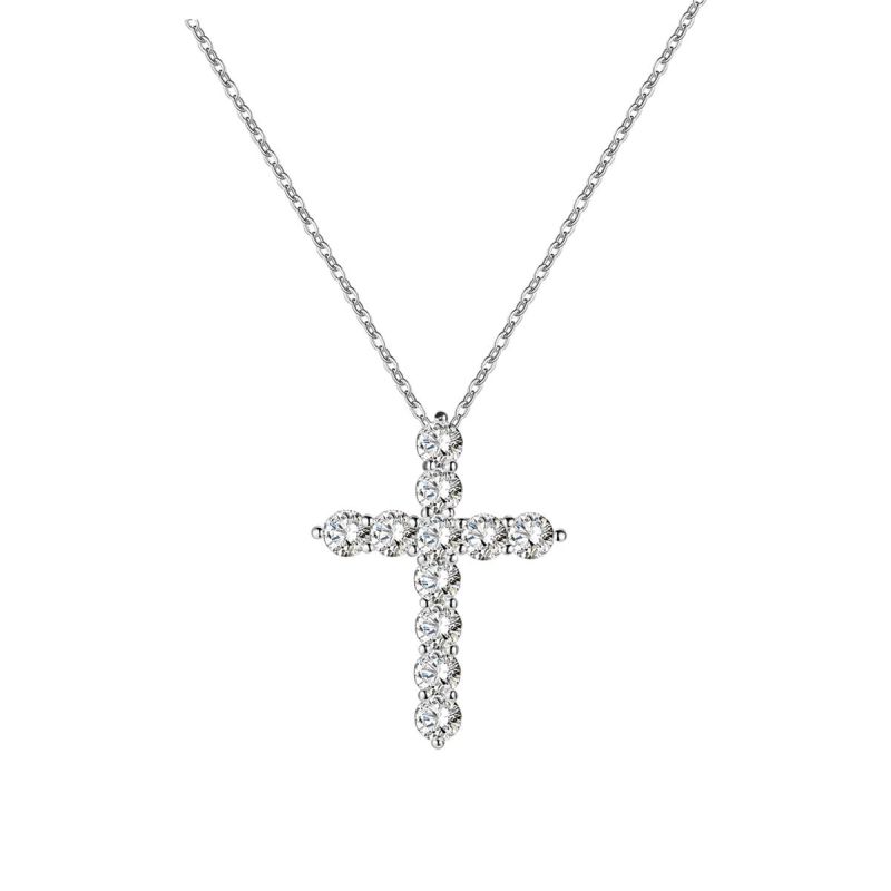 Ogrlica s križem, srebro 925, micropavé završna obrada, O-oblika lanac, unisex, oko 2,5 g