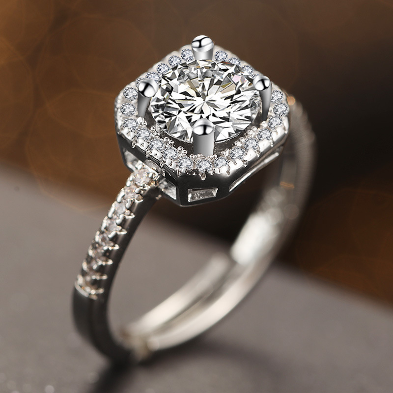 Vjenčani prsteni za parove - geometrijski dizajn, sintetički kubični cirkon, elektroplatirano, unisex.