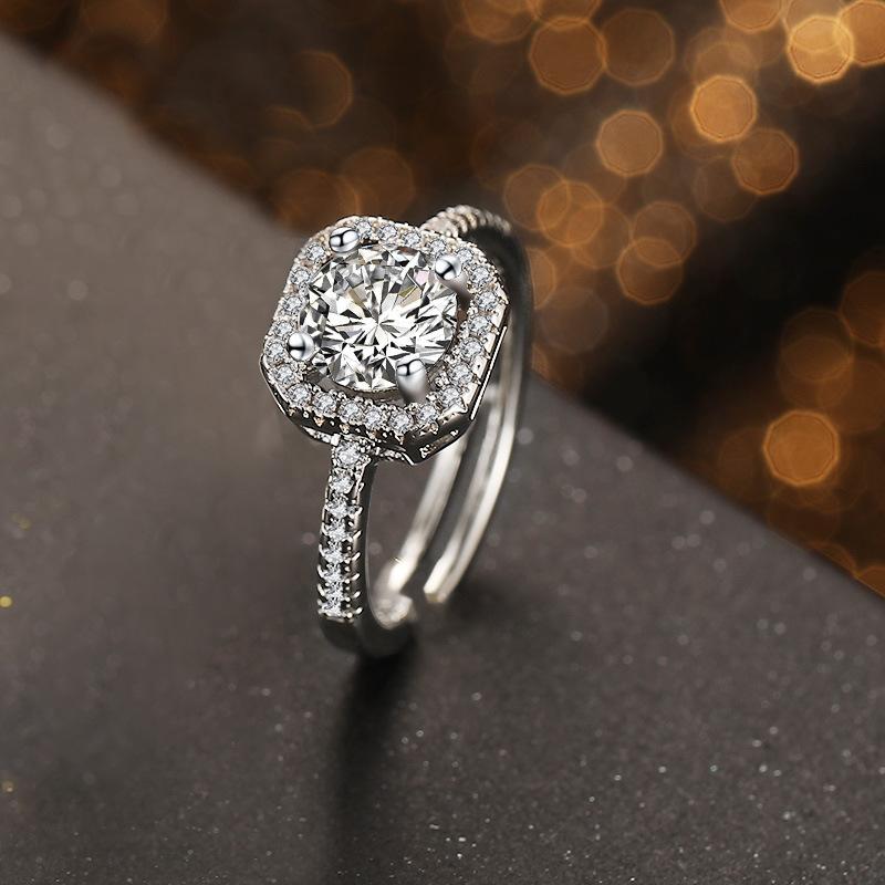 Vjenčani prsteni za parove - geometrijski dizajn, sintetički kubični cirkon, elektroplatirano, unisex.