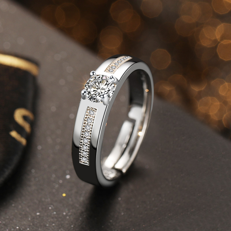 Vjenčani prsteni za parove - geometrijski dizajn, sintetički kubični cirkon, elektroplatirano, unisex.