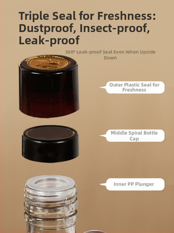 Staklena boca za ulje sa zatvaračem, hrana siguronosti, za sezamovo ulje i čajno ulje, automatsko otvaranje i zatvaranje