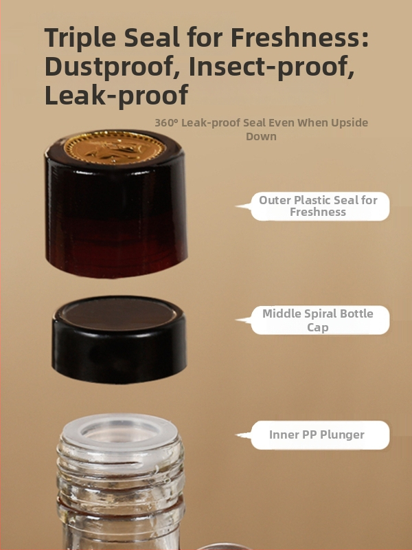 Staklena boca za ulje sa zatvaračem, hrana siguronosti, za sezamovo ulje i čajno ulje, automatsko otvaranje i zatvaranje