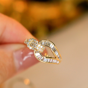 Otvoren bakreni prsten s geometrijskim oblikom i cirkonijom za žene, proljeće 2025