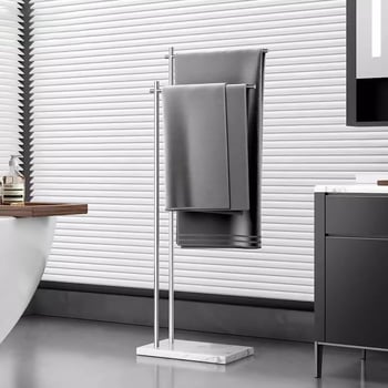 Padlóra álló törölközőtartó, 304 rozsdamentes acélból, fúrás nélküli, 15 kg teherbírás, egy- vagy kétszintes, elektroplattált felülettel