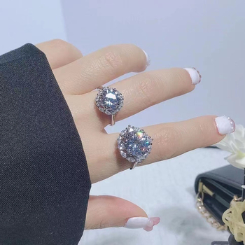 Női gyűrű — réz, Moissanite utánzat gyémánt, geometriai dizájn, gyémántkezelés