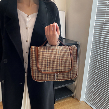 Kozmetikai neszesszer gyapjú szövettel, kopásálló, uniszex, városi egyszerű stílus