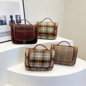 Kozmetikai neszesszer gyapjú szövettel, kopásálló, uniszex, városi egyszerű stílus