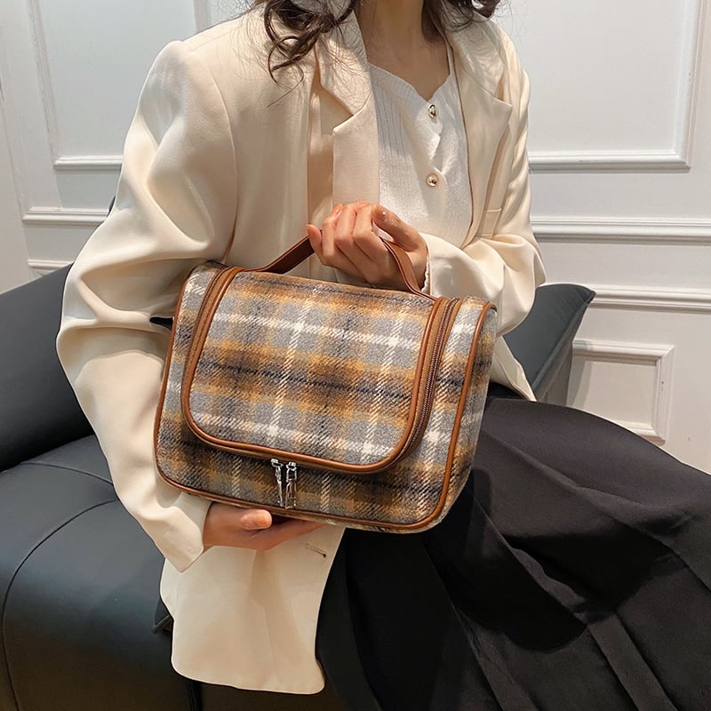 Kozmetikai neszesszer gyapjú szövettel, kopásálló, uniszex, városi egyszerű stílus