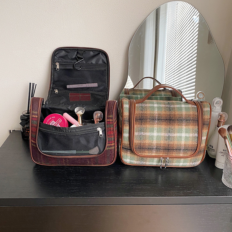 Kozmetikai neszesszer gyapjú szövettel, kopásálló, uniszex, városi egyszerű stílus