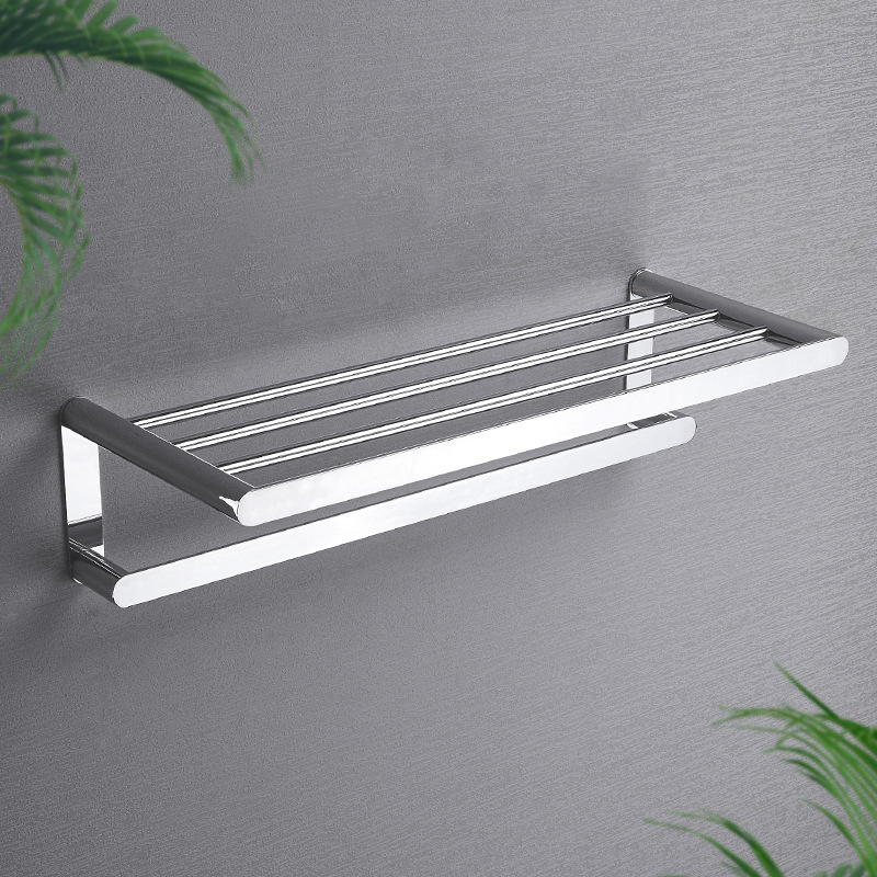 Rozsdamentes acél törölközőtartó elektroplatált felülettel, fényes luxus stílus, egyrétegű konstrukció, teherbírás 1-3 kg