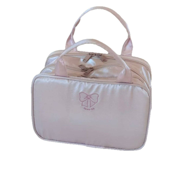 Női kozmetikai táska, nagy kapacitású, kettős cipzár, kétszintes rendező, selyem