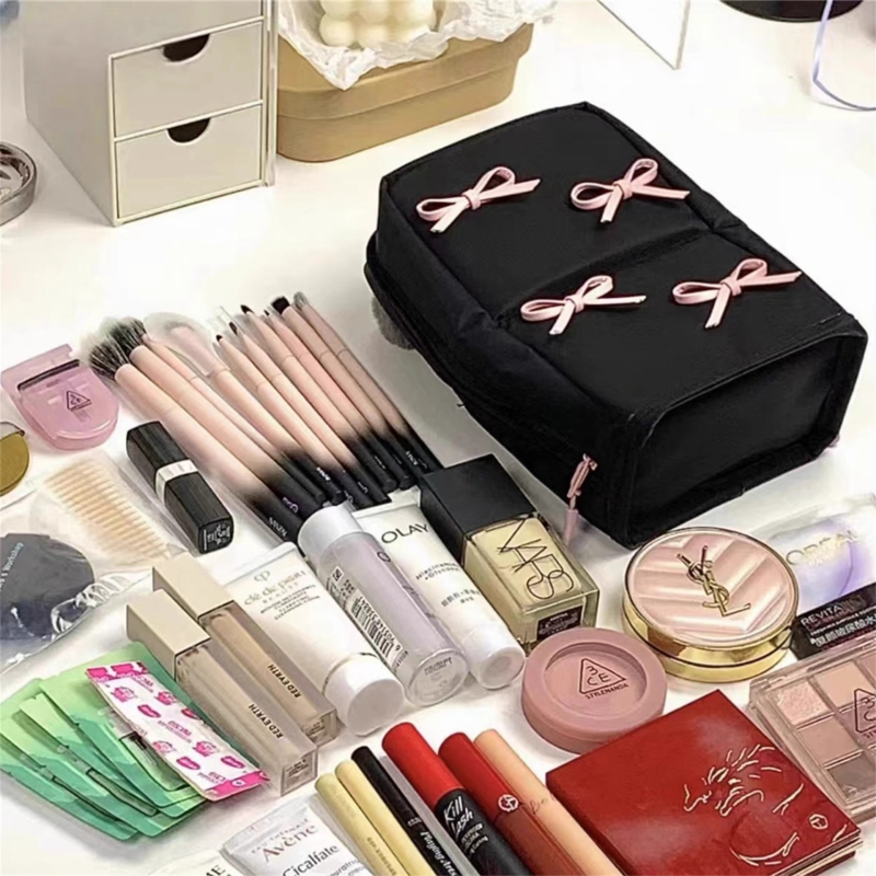 Kozmetička torbica s razdvojenim pregradama i uspravnim dizajnom, vodootporna i otporna na habanje, podstava od poliester