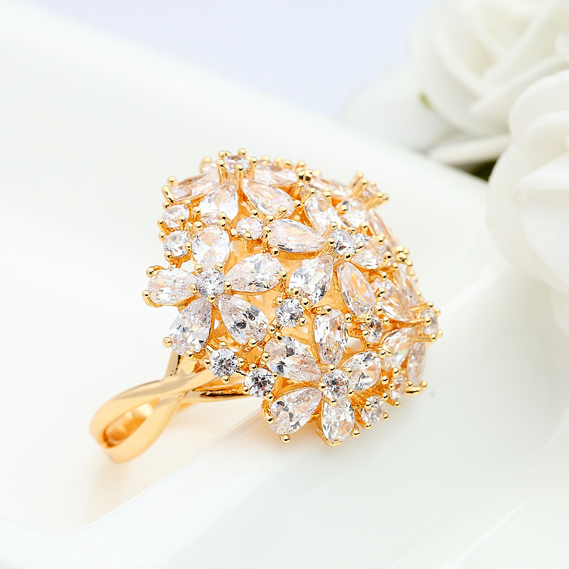 Bakreni prsten s oblikom cvijeta, elektroplatirani završetak, brend Brocade, podrijetlo Yiwu