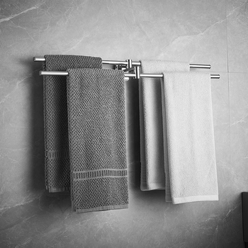 Rozsdamentes acél törölközőtartó tükrös felülettel, egyrétegű kivitel, teherbírás 1–3 kg, világos luxus stílus.