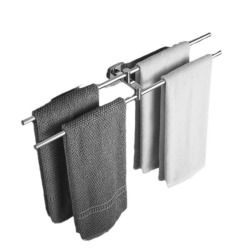 Rozsdamentes acél törölközőtartó tükrös felülettel, egyrétegű kivitel, teherbírás 1–3 kg, világos luxus stílus.