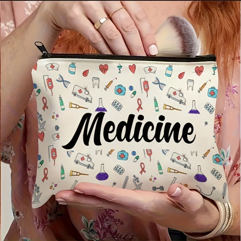 Cipzáras gyógyszer- és sminktáska utazáshoz | Uniszex, üzleti elit stílus (anyag: vászon; funkció: lélegző, kopásálló; mindkét nem számára)