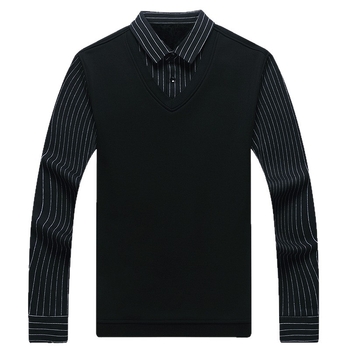 Muška polo od pletenog materijala s flis podlogom za jesen-zimu, casual, dugi rukavi, topao
