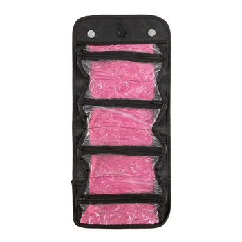 Sminkes táska A1966, leválasztható, összecsukható kialakítás, kézitáska-stílusú, nem pamut textil, zárt zárás, utazáshoz ideális