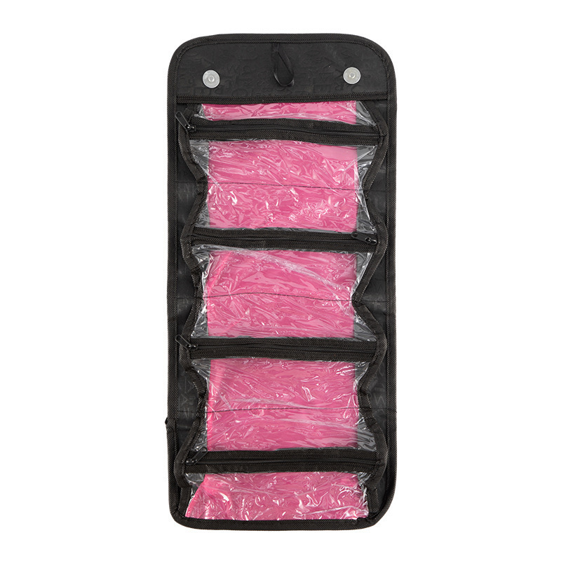 Sminkes táska A1966, leválasztható, összecsukható kialakítás, kézitáska-stílusú, nem pamut textil, zárt zárás, utazáshoz ideális