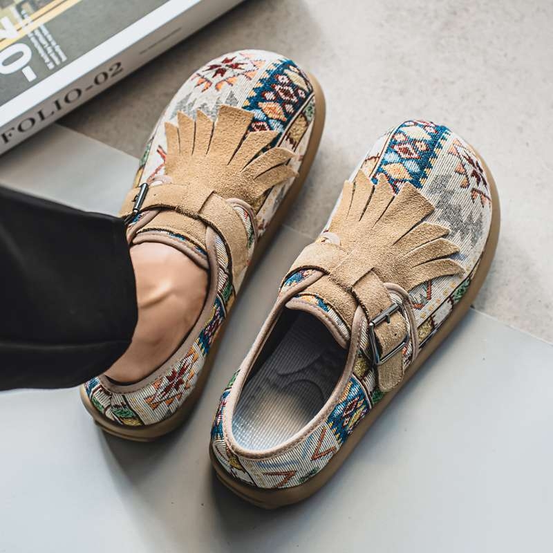 Muške platnene loaferice slip-on, prozračne, srednje visine, gumena potplata, PVC ulozak