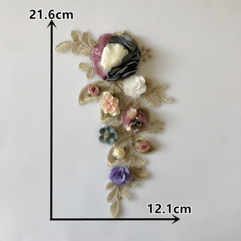 3D cvjetni čipkasti ovratnik s rhinestone aplikacijom za DIY modne dodatke — poliester vlakna; Primjena: donje rublje, ženska odjeća, vjenčanica, dodaci; Značka Collar