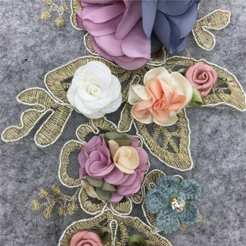 3D cvjetni čipkasti ovratnik s rhinestone aplikacijom za DIY modne dodatke — poliester vlakna; Primjena: donje rublje, ženska odjeća, vjenčanica, dodaci; Značka Collar
