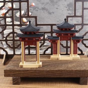 Микро пейзаж: антична архитектура и планинска порта — миниатюрен пластмасов аквариумен декор, 3D печат, опаковано в Opp плик и кутия