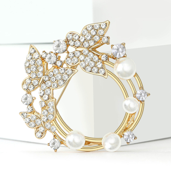Floralna broš od legure s perlom, Pearl Series, model MM-BR-5645