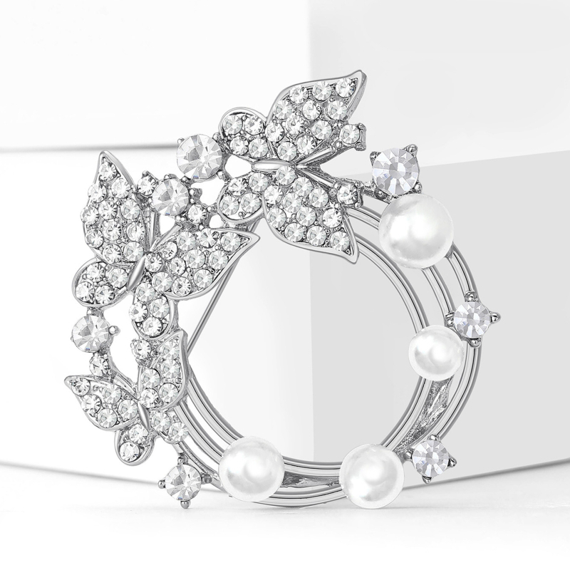 Floralna broš od legure s perlom, Pearl Series, model MM-BR-5645