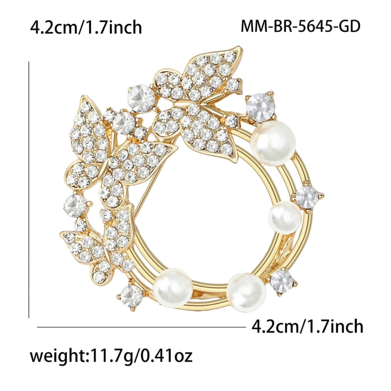 Floralna broš od legure s perlom, Pearl Series, model MM-BR-5645