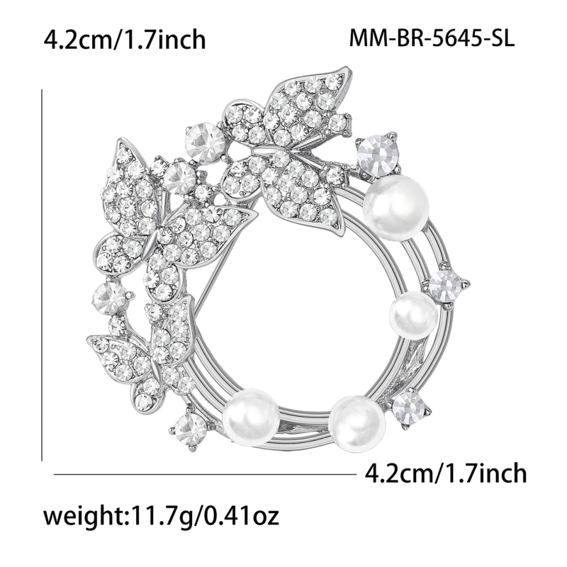 Floralna broš od legure s perlom, Pearl Series, model MM-BR-5645