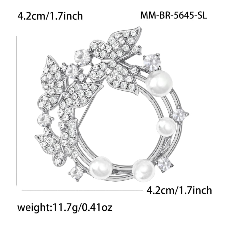 Floralna broš od legure s perlom, Pearl Series, model MM-BR-5645