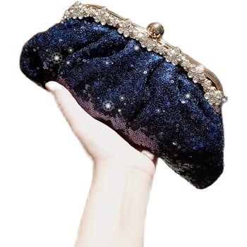 Clutch od perlica, polumjesnog oblika, Dumpling Bag stil, zatvaranje kopčom, dvostruka naramenica