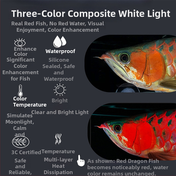 LED lampa za akvarij, vodootporna staklena svjetiljka za akvarije i vodene biljke, 40W, Jingye, 1kg