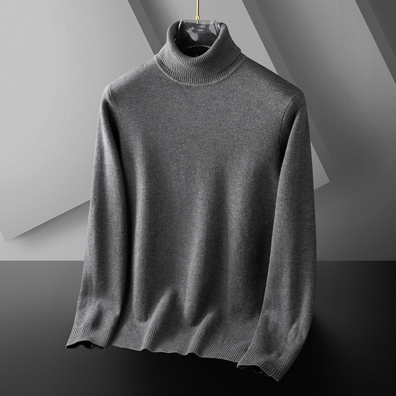 Muški džemper s visokim preklopnim ovratnikom, slim-fit, dugi rukavi, debeli zimski pleteni