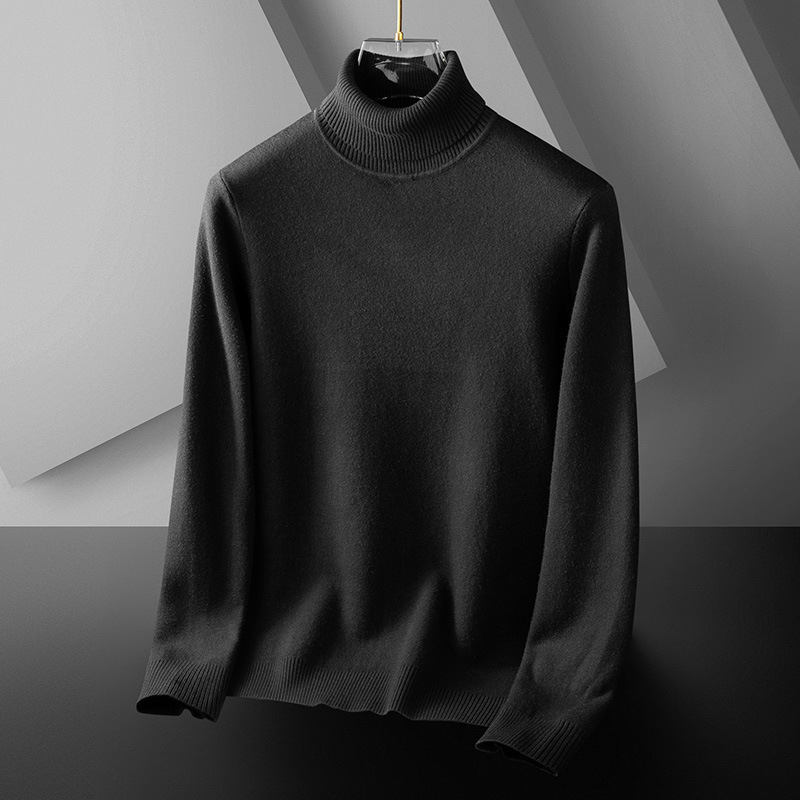 Muški džemper s visokim preklopnim ovratnikom, slim-fit, dugi rukavi, debeli zimski pleteni