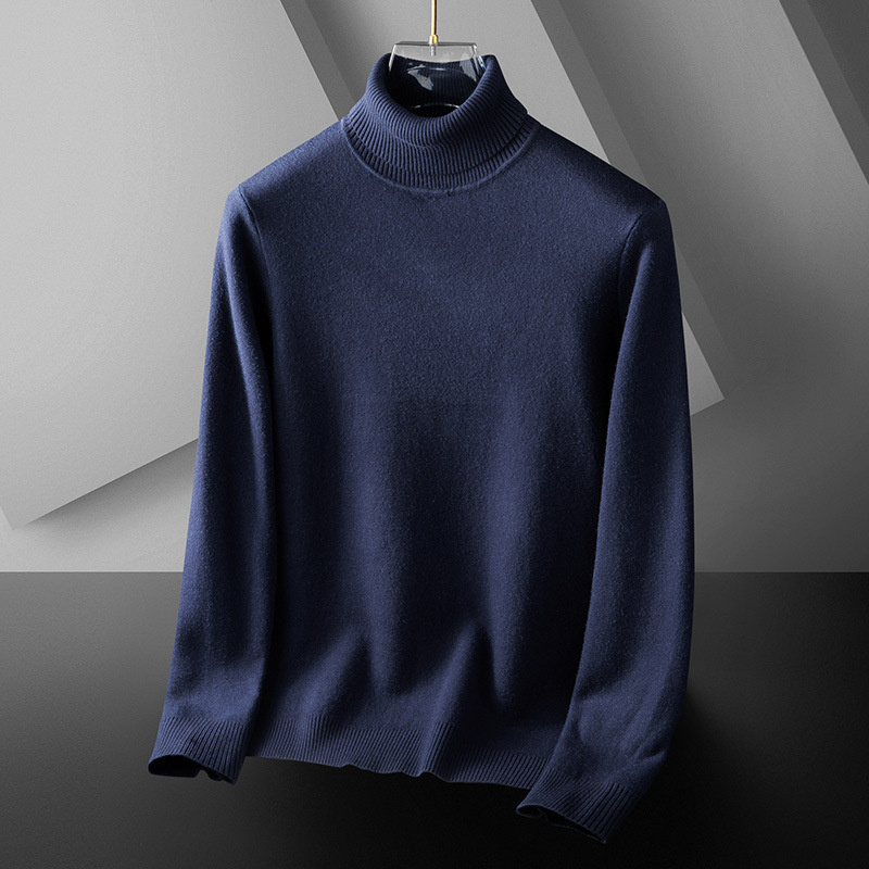 Muški džemper s visokim preklopnim ovratnikom, slim-fit, dugi rukavi, debeli zimski pleteni