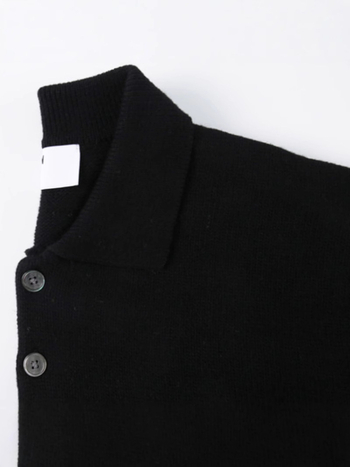 Pulover s polo ovratnikom, slobodan kroj, dugi rukavi, pamuk-mješavina tkanina s 80% poliesterom