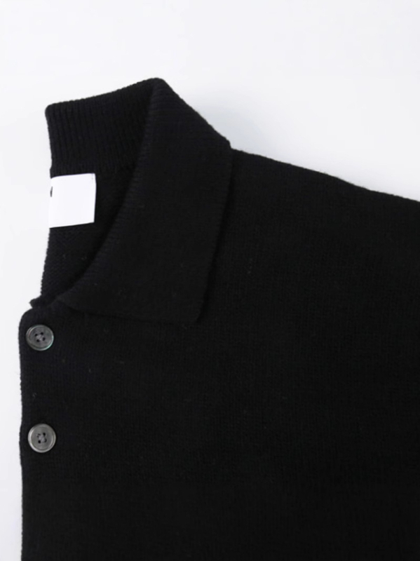Pulover s polo ovratnikom, slobodan kroj, dugi rukavi, pamuk-mješavina tkanina s 80% poliesterom