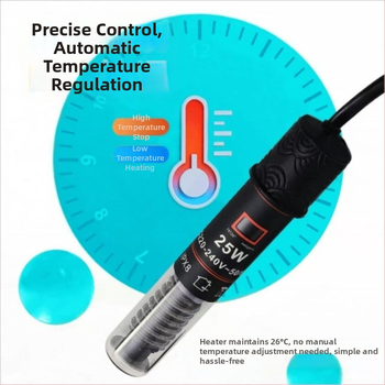Аквариумна нагревателна пръчка, автоматично поддържане на температурата, стъклено тяло, 25W/50W