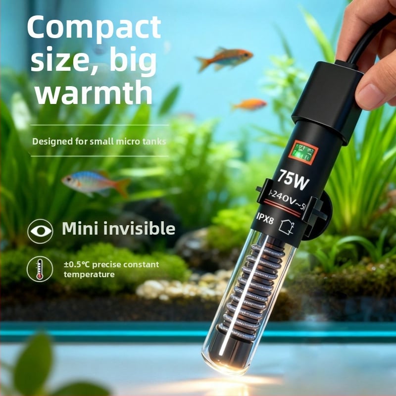 Аквариумна нагревателна пръчка, автоматично поддържане на температурата, стъклено тяло, 25W/50W