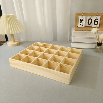 Ξύλινο κουτί αποθήκευσης με τετράγωνα διαμερίσματα, κατάλληλο για γραφείο, 18 λίτρα χωρητικότητα, προσαρμόσιμο, εγκατάσταση σε αυτοκίνητο