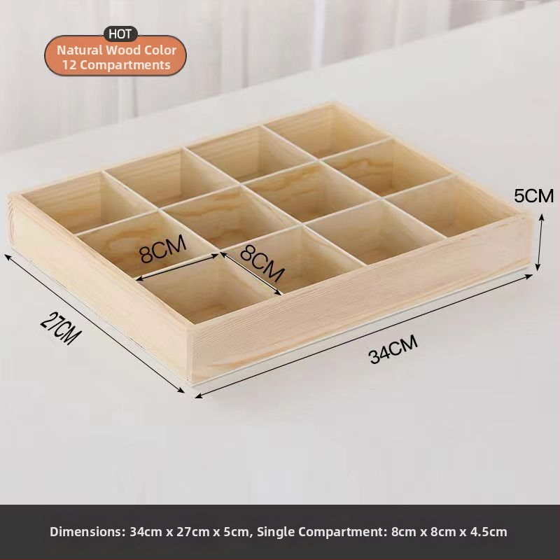 Drevená skladacia skrinka s viacerými mriežkami a štvorcovými priehradkami, na stolné použitie, kapacita 18 l, prispôsobiteľná, montáž do auta