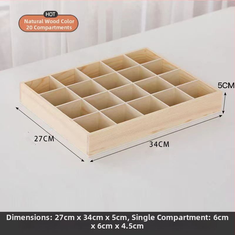 Drevená skladacia skrinka s viacerými mriežkami a štvorcovými priehradkami, na stolné použitie, kapacita 18 l, prispôsobiteľná, montáž do auta