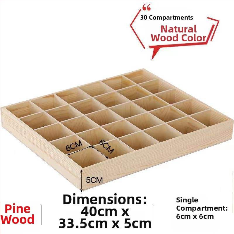 Drevená skladacia skrinka s viacerými mriežkami a štvorcovými priehradkami, na stolné použitie, kapacita 18 l, prispôsobiteľná, montáž do auta