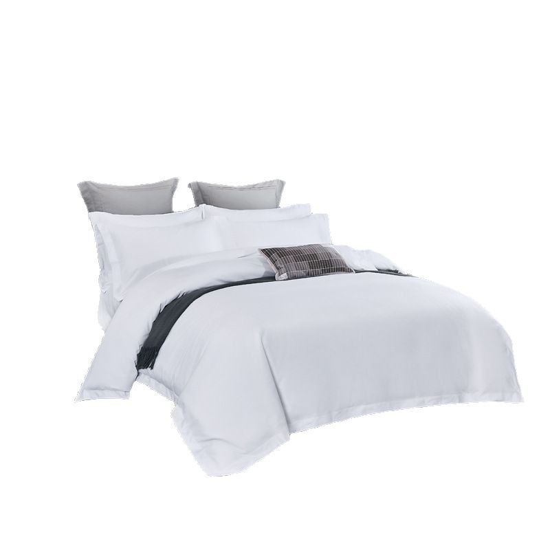 Négy darabos pamut szatén ágynemű készlet, egyszínű, Twill szövés, 2000–2500 g/m², reaktív festés, hotell-stílus