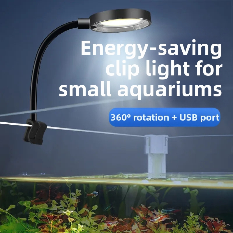 LED lampa za akvarij s klipsom za stolnu upotrebu - PC materijal, klips dizajn, svjetlo za rast