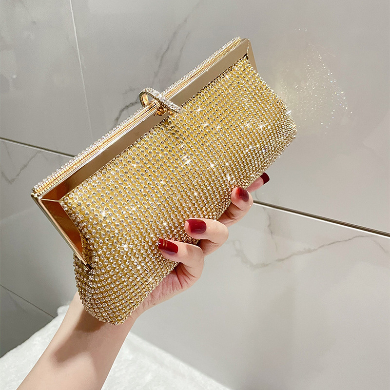 Éjszakai táska ötvözetből, poliészter bélés, vacsora-stílusú, vízszintes négyzet alakú, zárható zárás